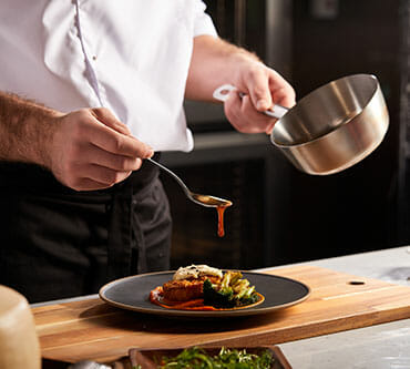 a chef cooking